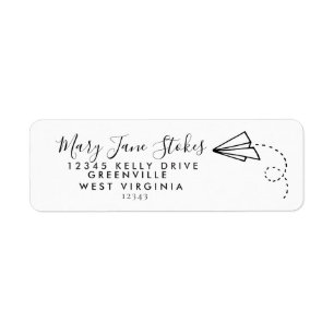 Paper aeroplane RETURN ADDRESS paper plane Label