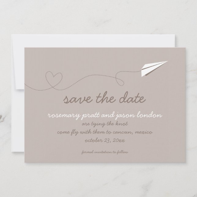 Paper Aeroplane Save the Date (Front)