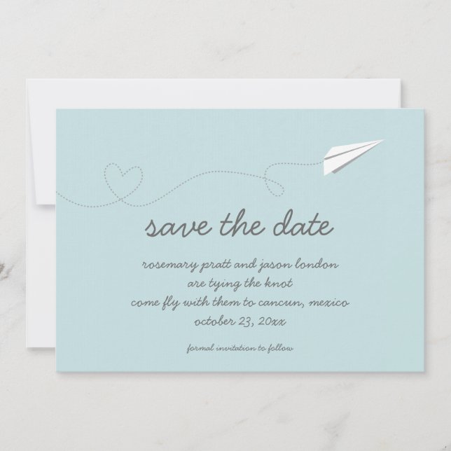 Paper Aeroplane Save the Date (Front)
