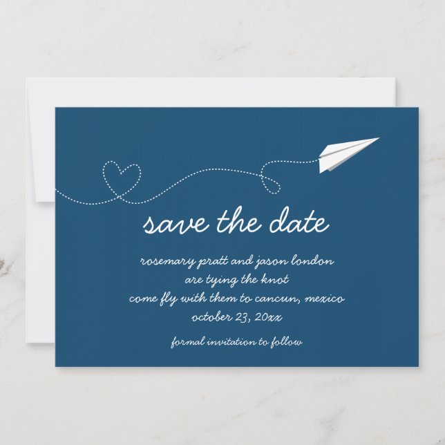 Paper Aeroplane Save the Date (Front)