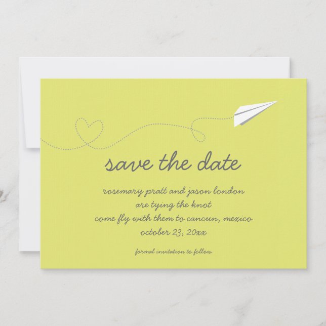 Paper Aeroplane Save the Date (Front)