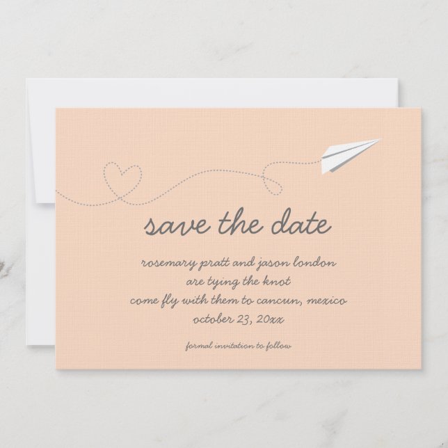 Paper Aeroplane Save the Date (Front)