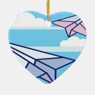 Paper Aeroplanes in the sky Ceramic Ornament