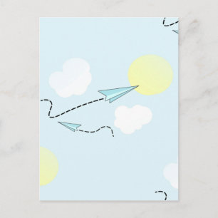 paper aeroplanes postcard