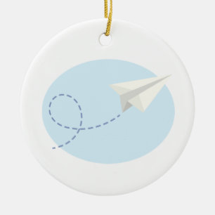 Paper Airplane Ceramic Ornament