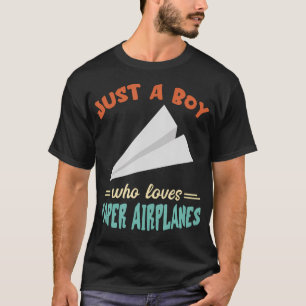 Paper Airplane Just A Boy Aircraft Paper Plane Avi T-Shirt