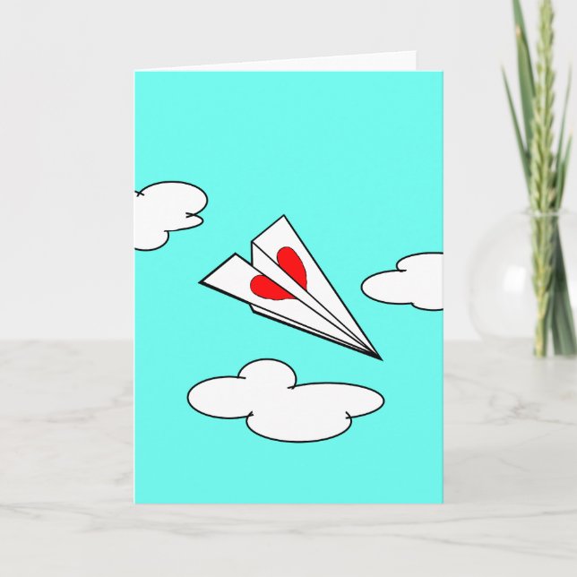 Paper Airplane with Heart Card (Front)
