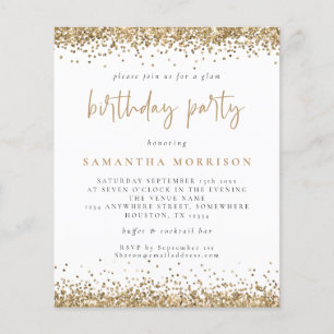 PAPER   Any Age Birthday Gold Glitter White Invite