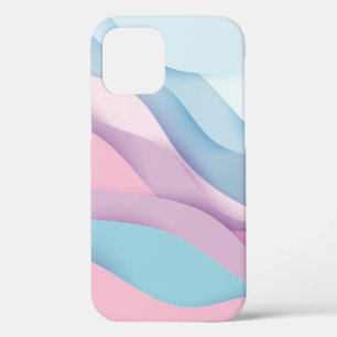 Paper art cartoon abstract waves. Paper carve back iPhone 12 Case