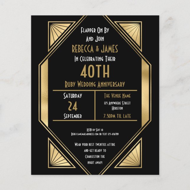 PAPER | Art Deco Ruby 40th Anniversary Invite (Front)