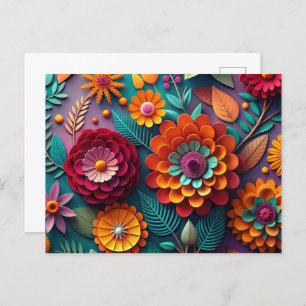 Paper art floral  postcard
