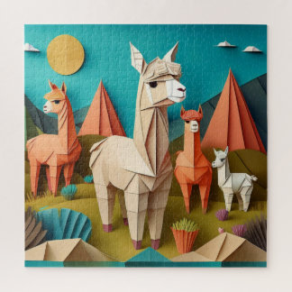 Paper Art Origami Alpacas Scene 3D Jigsaw Puzzle