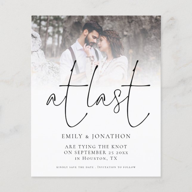 PAPER At Last Script Photo QR Code Save The Date (Front)