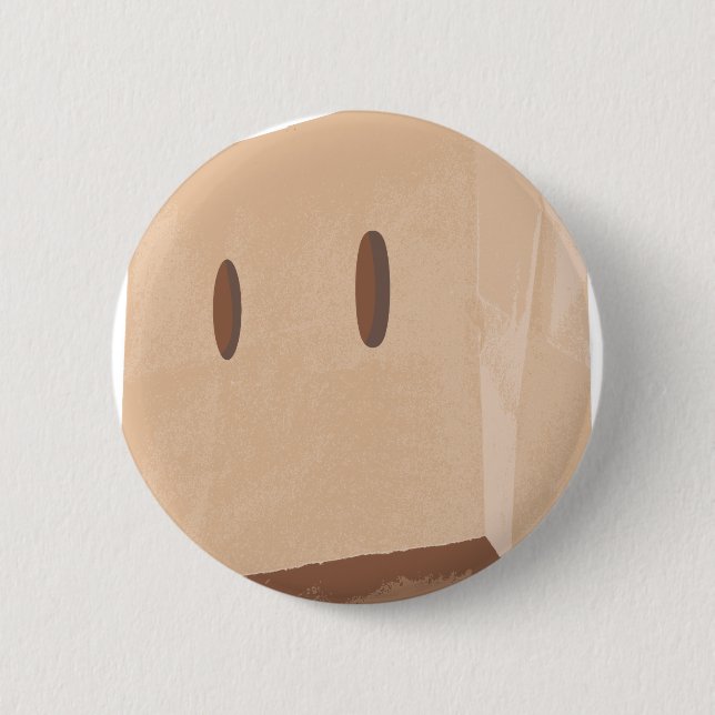paper bag face mask 6 cm round badge (Front)
