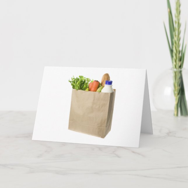 Paper bag full of groceries card (Front)