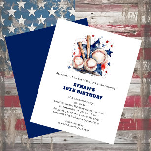 PAPER Ball Bats Stars Baseball Birthday Red Blue