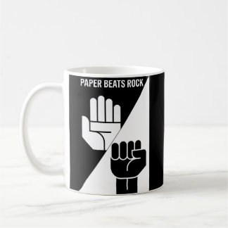 Paper Beats Rock – Minimalist Black & White art Coffee Mug