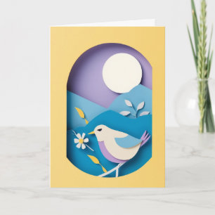 Paper Bird Moonlight Card