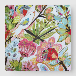 Paper Birds II Square Wall Clock