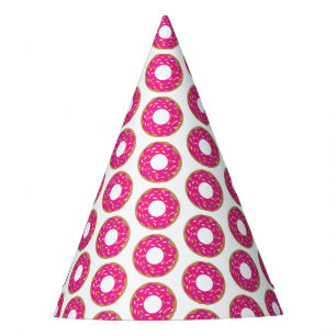 Paper Birthday party hats with pink doughnut print