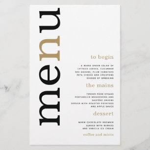 PAPER Black Gold Typography White Wedding Menu