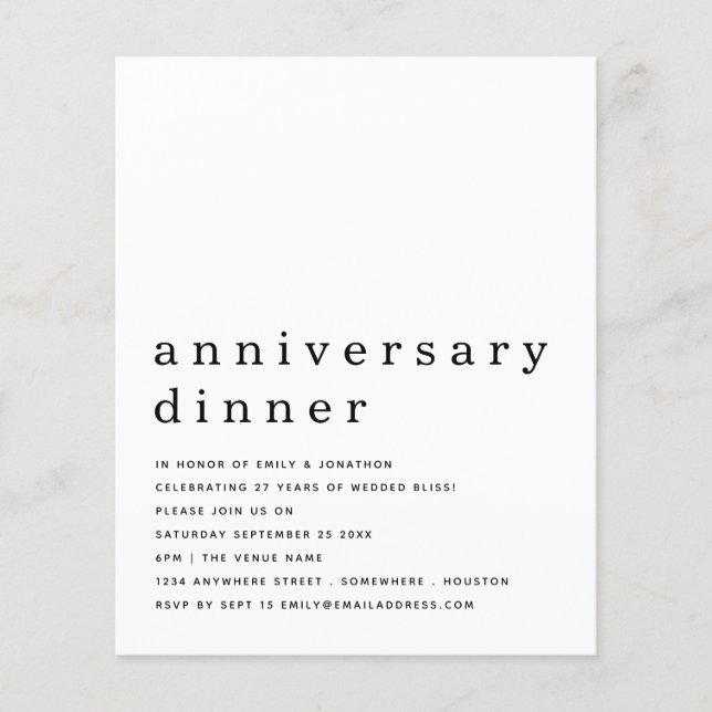 PAPER | Black White Anniversary Dinner Invite (Front)