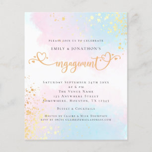 PAPER Blue Pink Watercolor Heart Script Engagement