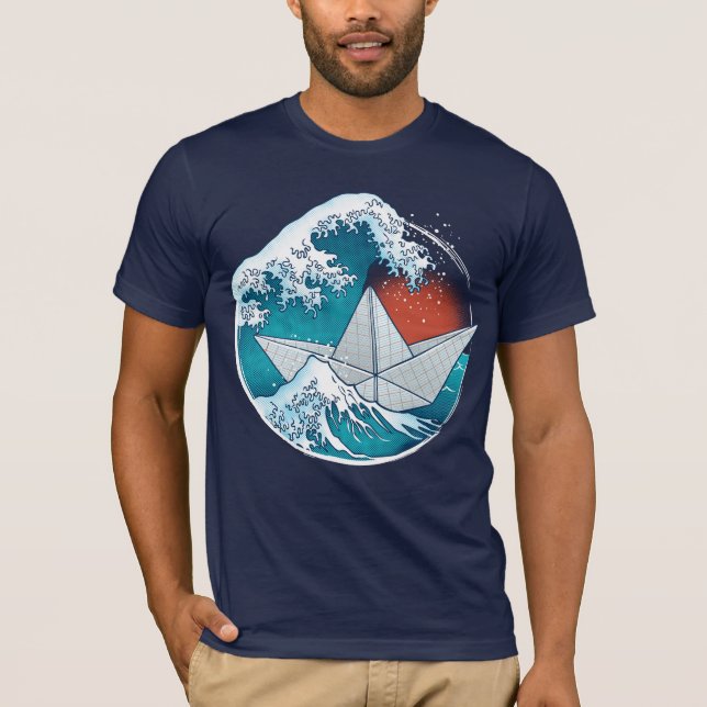 Paper boat and waves T-Shirt (Front)