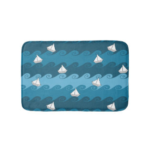 Paper Boats Pattern Bath Mat