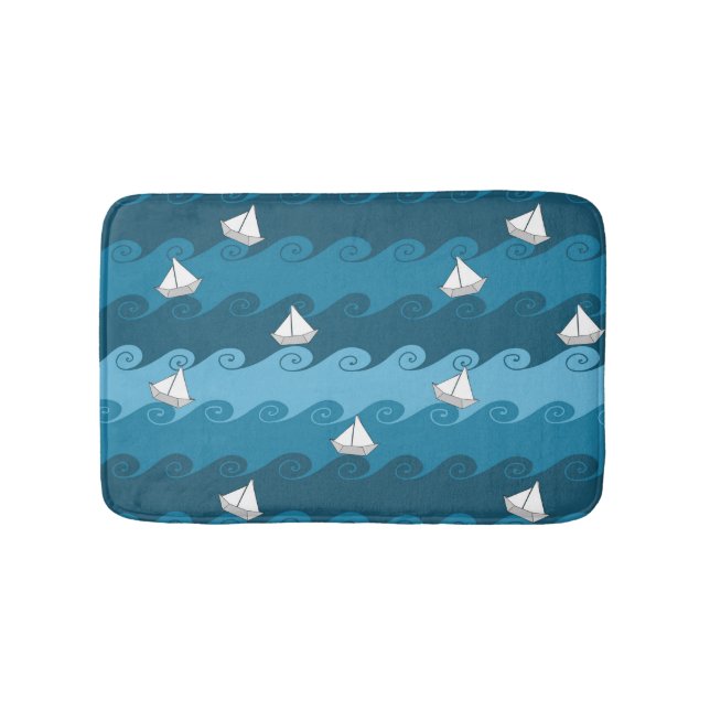 Paper Boats Pattern Bath Mat (Front)
