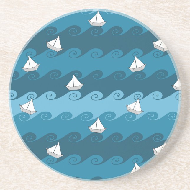 Paper Boats Pattern Coaster (Front)