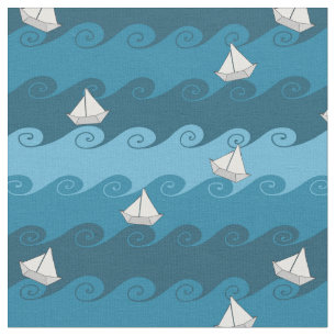 Paper Boats Pattern Fabric