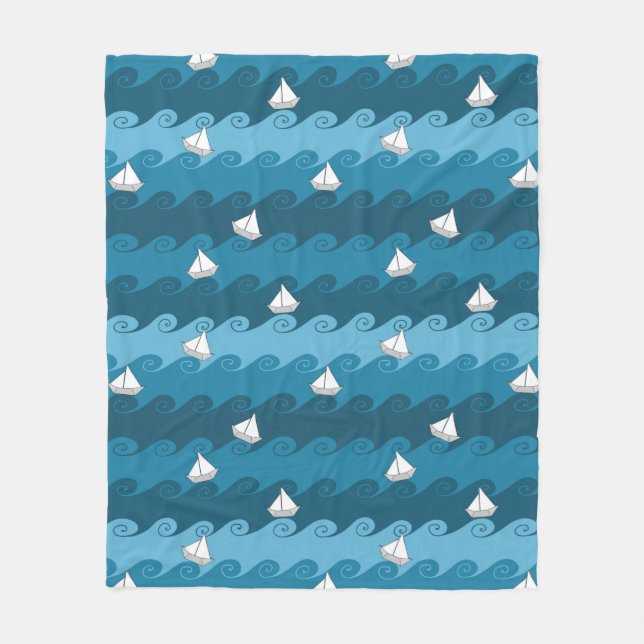 Paper Boats Pattern Fleece Blanket (Front)