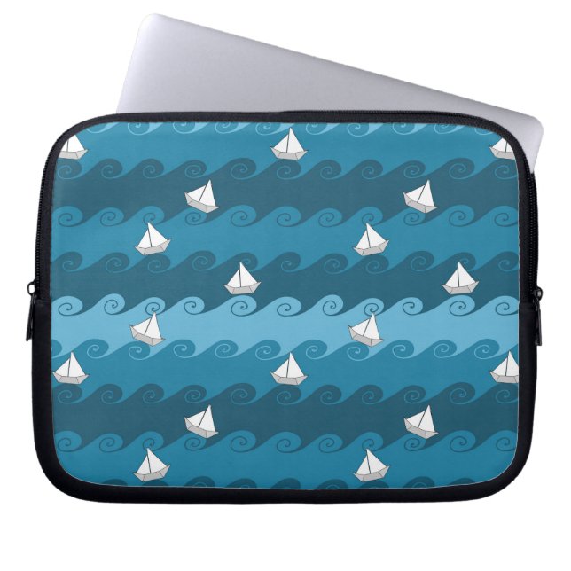 Paper Boats Pattern Laptop Sleeve (Front)