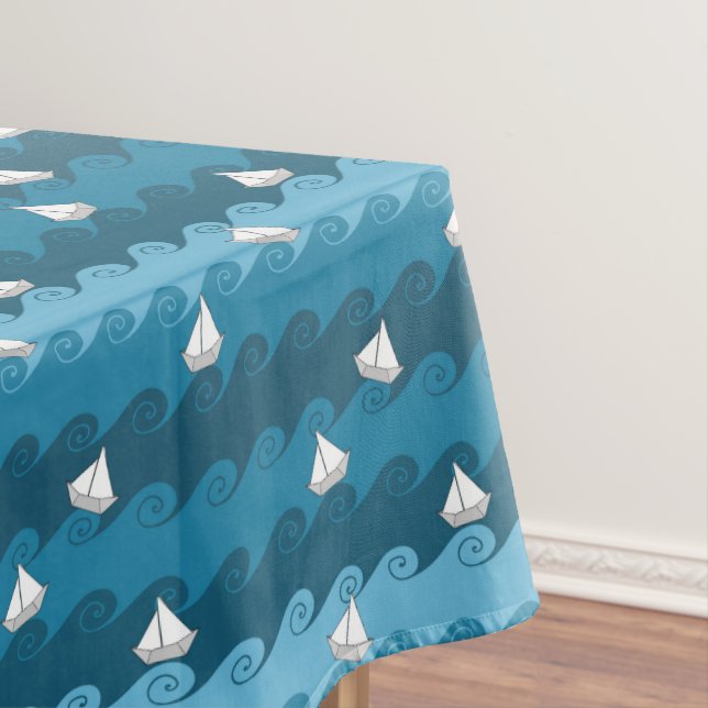 Paper Boats Pattern Tablecloth (In Situ)