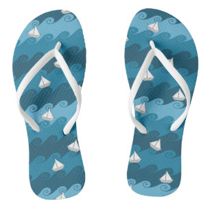 Paper Boats Pattern Thongs