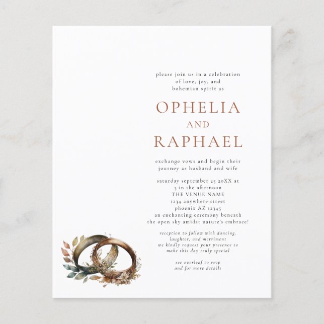 PAPER Boho Rings Bohemian Wedding Invitation (Front)