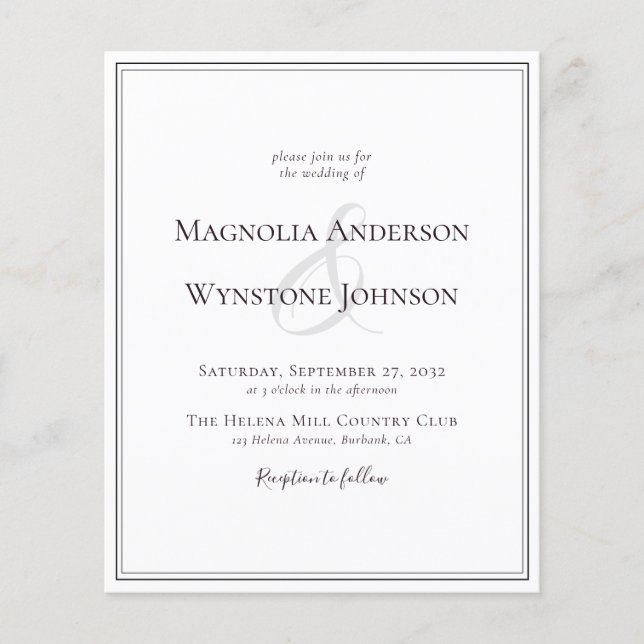 PAPER Borders Ampersand Wedding Invitation (Front)