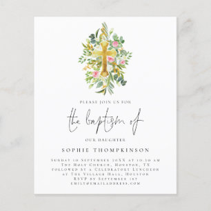 PAPER Botanical Eucalyptus Cross Baptism Invite