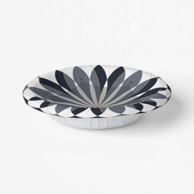 paper bowl black and gold petal design paper plate (Angled)
