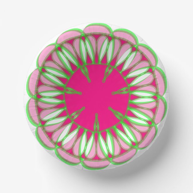 paper bowl bright pink and green plate (Front)