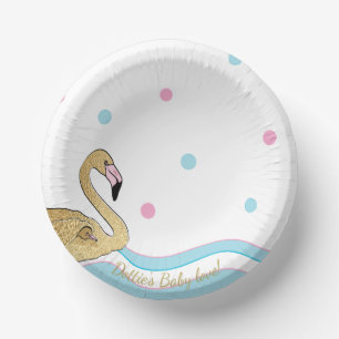 Paper Bowls "Gold Flamingo Baby & Mummy" Paper Plate