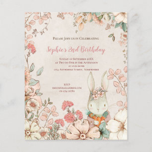 PAPER   Bunny Floral 2nd Birthday Girl Invitation