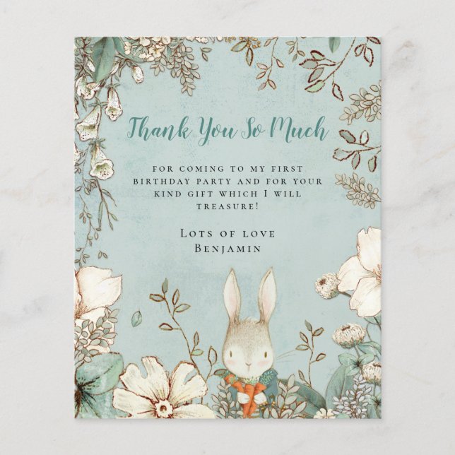 PAPER | Bunny Powder Blue First Birthday Thank You (Front)