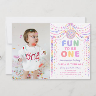 Paper Chain Disco Fun to be One 1st Birthday Photo Invitation