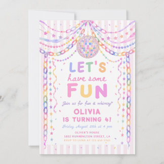 Paper Chains Disco Colourful Girl Birthday Invitation