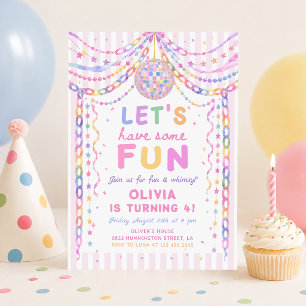 Paper Chains Disco Colourful Girl Birthday Invitation