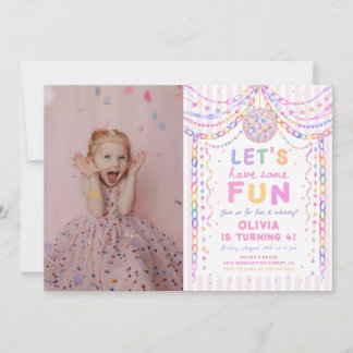 Paper Chains Disco Colourful Girl Birthdayn Photo Invitation