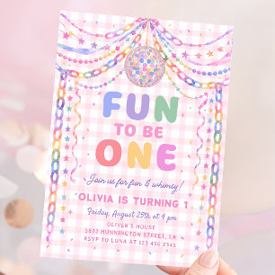 Paper Chains Disco Fun to be One 1st Birthday Invitation