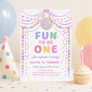Paper Chains Disco Fun to be One 1st Birthday Invitation